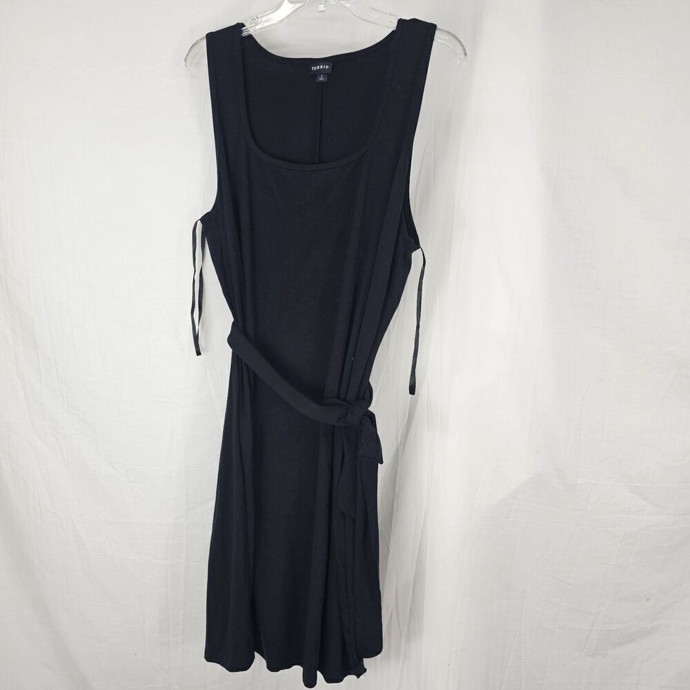 Torrid Black Mini Jersey Square Neck Tie Waist Dress Size 2X Goth Witchy